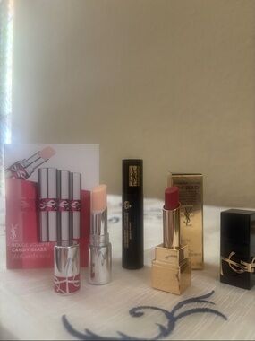 Yves Saint Laurent Lipstick Duo Candy Glaze 02  and #12 Bold ( Rosy pink)